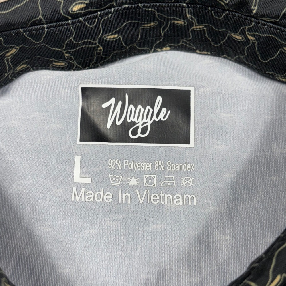 Waggle Black Sheep Golf Polo Shirt Mens Large Black Tan Performance Short Sleeve - Picture 4 of 6